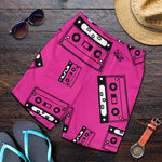 Pink Cassette Tape Pattern Print Men's Shorts