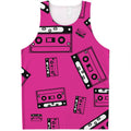 Pink Cassette Tape Pattern Print Men's Tank Top