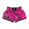 Pink Cassette Tape Pattern Print Muay Thai Boxing Shorts