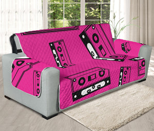 Pink Cassette Tape Pattern Print Oversized Sofa Protector