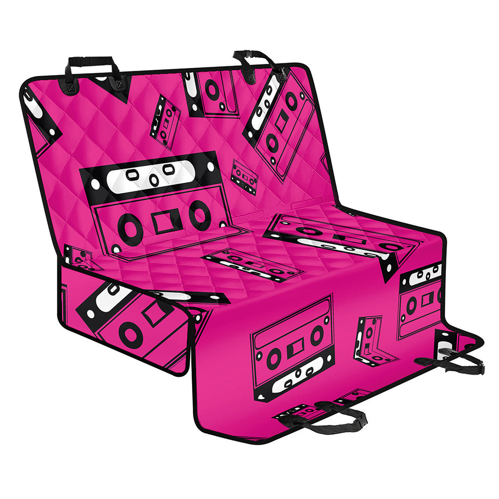Pink Cassette Tape Pattern Print Pet Car Back Seat Cover