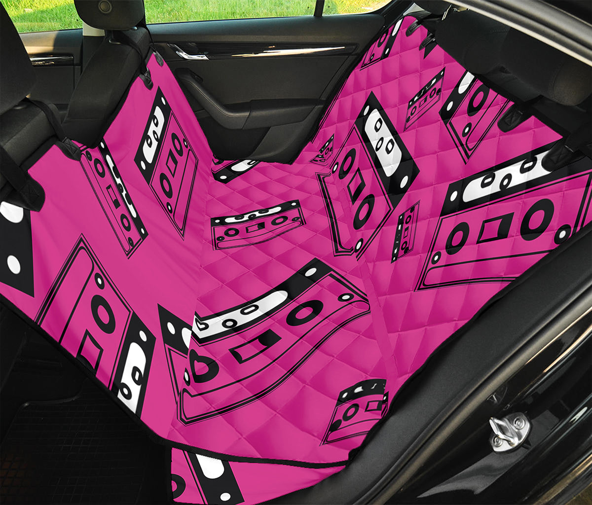 Pink Cassette Tape Pattern Print Pet Car Back Seat Cover