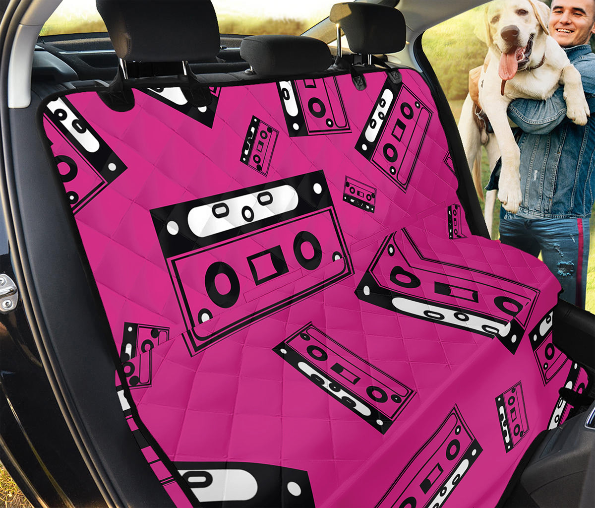 Pink Cassette Tape Pattern Print Pet Car Back Seat Cover