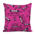 Pink Cassette Tape Pattern Print Pillow Cover