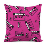 Pink Cassette Tape Pattern Print Pillow Cover