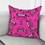 Pink Cassette Tape Pattern Print Pillow Cover