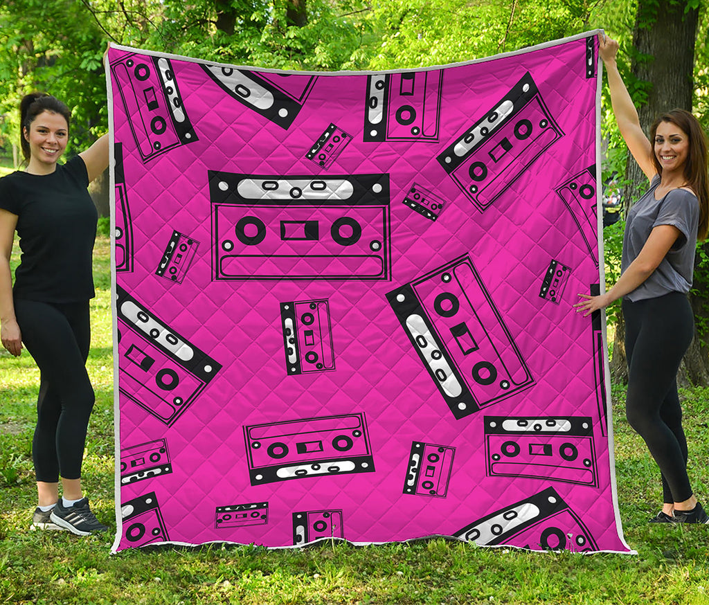 Pink Cassette Tape Pattern Print Quilt