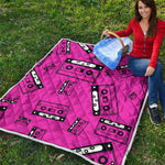 Pink Cassette Tape Pattern Print Quilt