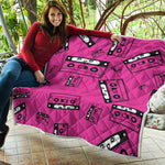 Pink Cassette Tape Pattern Print Quilt