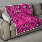 Pink Cassette Tape Pattern Print Quilt