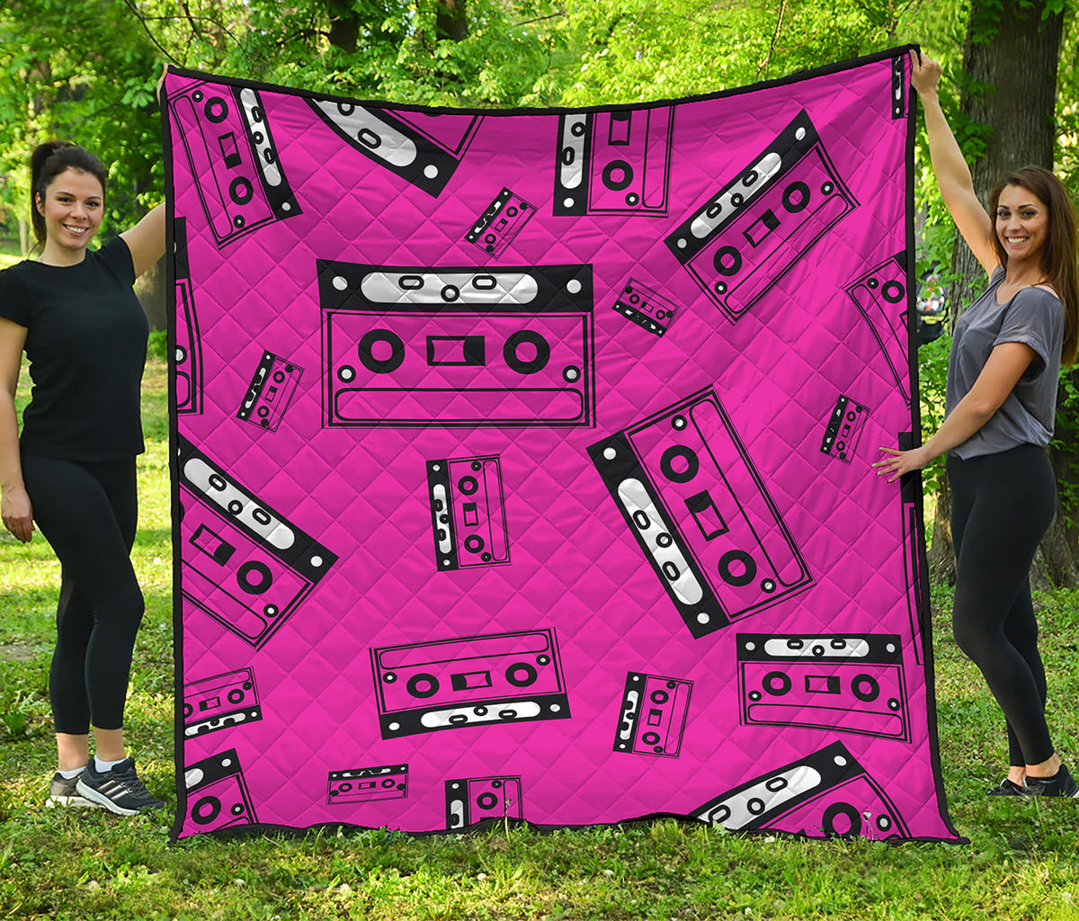 Pink Cassette Tape Pattern Print Quilt