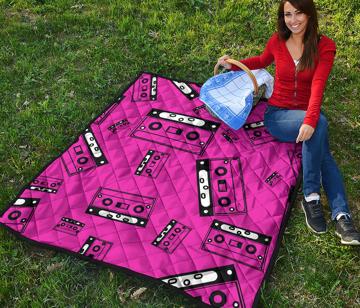 Pink Cassette Tape Pattern Print Quilt