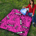 Pink Cassette Tape Pattern Print Quilt