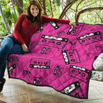 Pink Cassette Tape Pattern Print Quilt