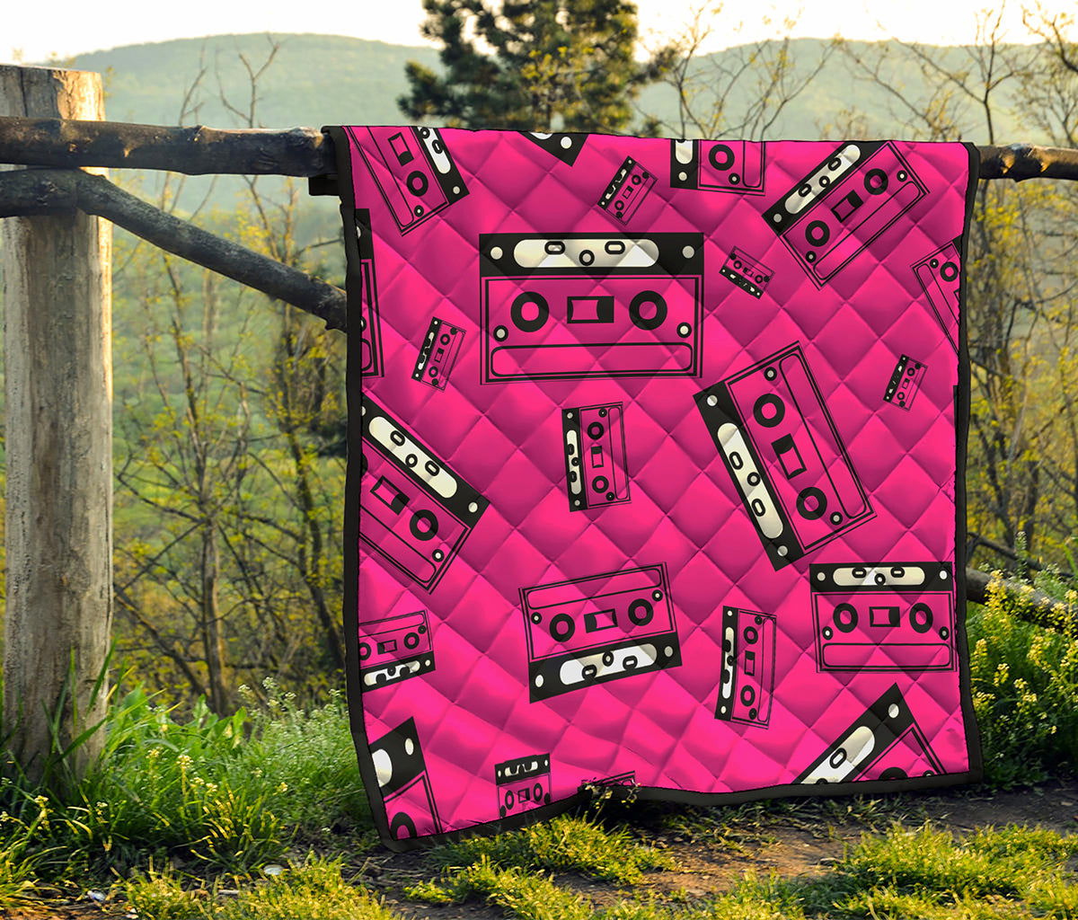 Pink Cassette Tape Pattern Print Quilt