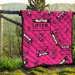 Pink Cassette Tape Pattern Print Quilt