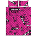 Pink Cassette Tape Pattern Print Quilt Bed Set