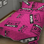 Pink Cassette Tape Pattern Print Quilt Bed Set