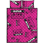 Pink Cassette Tape Pattern Print Quilt Bed Set