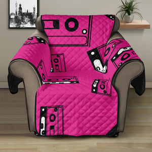 Pink Cassette Tape Pattern Print Recliner Protector