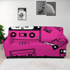 Pink Cassette Tape Pattern Print Sofa Cover