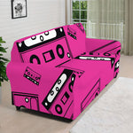 Pink Cassette Tape Pattern Print Sofa Cover