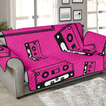 Pink Cassette Tape Pattern Print Sofa Protector