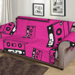 Pink Cassette Tape Pattern Print Sofa Protector