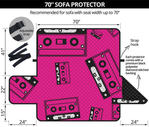 Pink Cassette Tape Pattern Print Sofa Protector