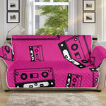 Pink Cassette Tape Pattern Print Sofa Protector