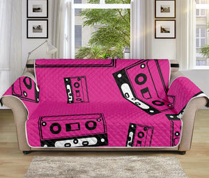 Pink Cassette Tape Pattern Print Sofa Protector