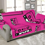 Pink Cassette Tape Pattern Print Sofa Protector