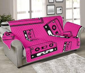 Pink Cassette Tape Pattern Print Sofa Protector