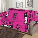 Pink Cassette Tape Pattern Print Sofa Protector