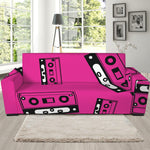 Pink Cassette Tape Pattern Print Sofa Slipcover