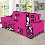 Pink Cassette Tape Pattern Print Sofa Slipcover