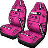 Pink Cassette Tape Pattern Print Universal Fit Car Seat Covers
