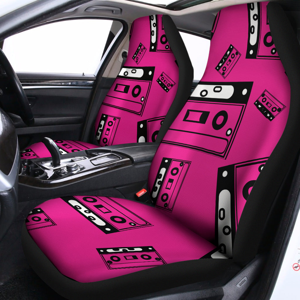 Pink Cassette Tape Pattern Print Universal Fit Car Seat Covers