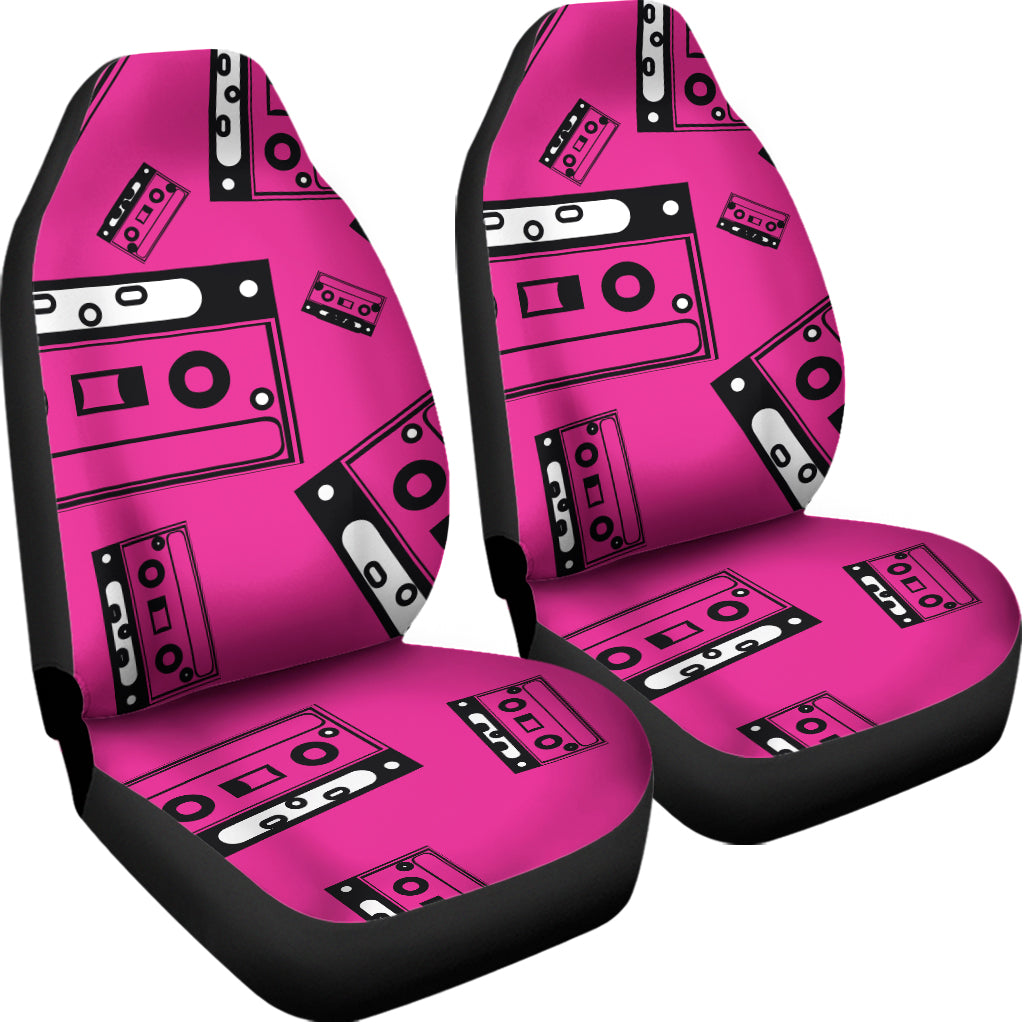 Pink Cassette Tape Pattern Print Universal Fit Car Seat Covers