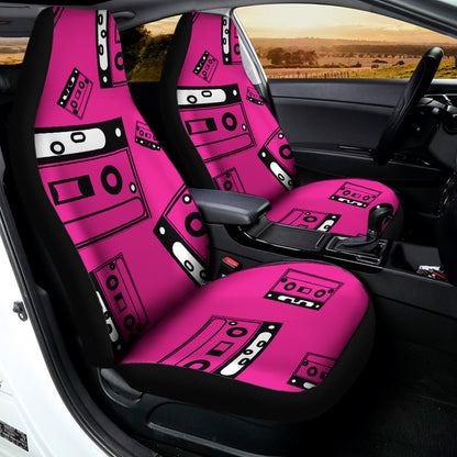 Pink Cassette Tape Pattern Print Universal Fit Car Seat Covers