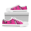Pink Cassette Tape Pattern Print White Low Top Sneakers