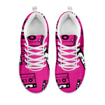 Pink Cassette Tape Pattern Print White Sneakers