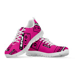 Pink Cassette Tape Pattern Print White Sneakers