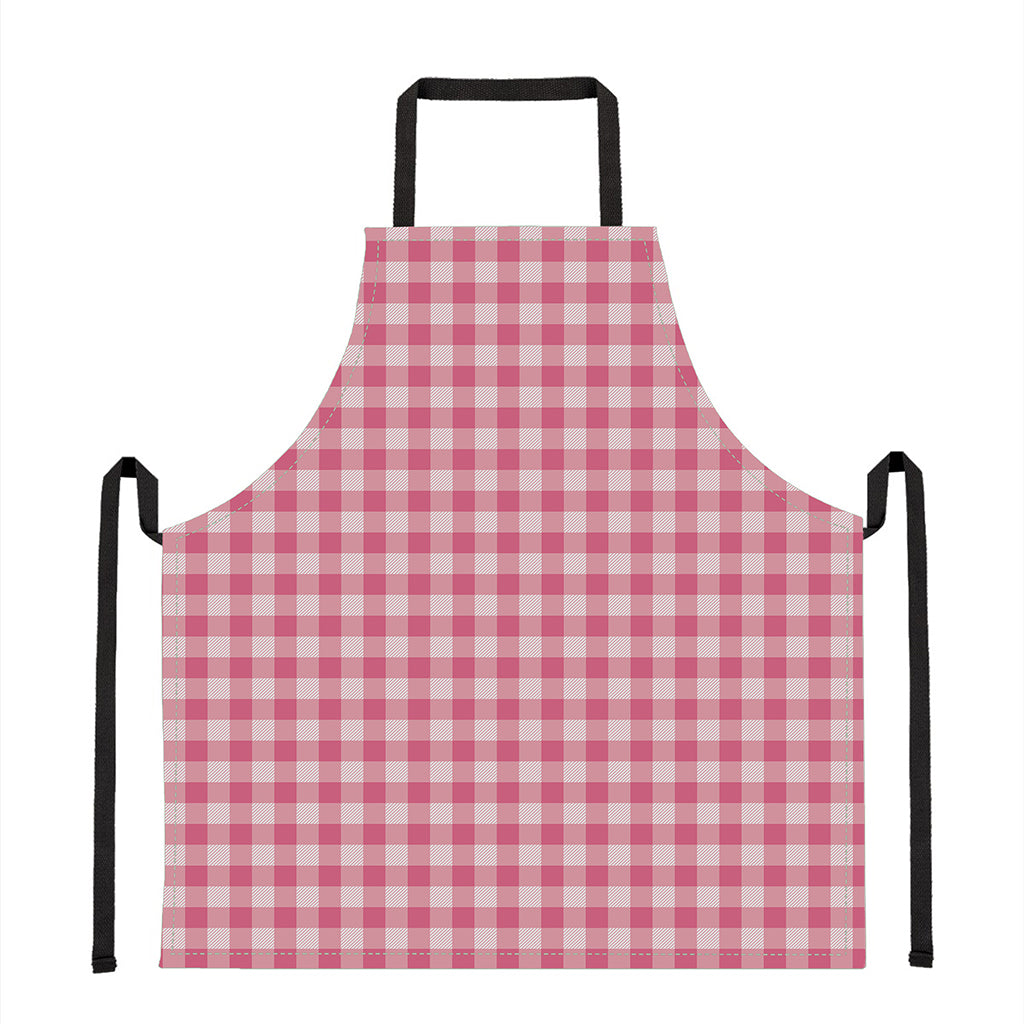 Pink Check Pattern Print Apron