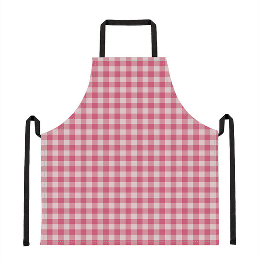Pink Check Pattern Print Apron
