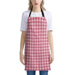 Pink Check Pattern Print Apron