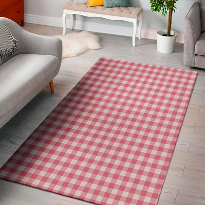 Pink Check Pattern Print Area Rug