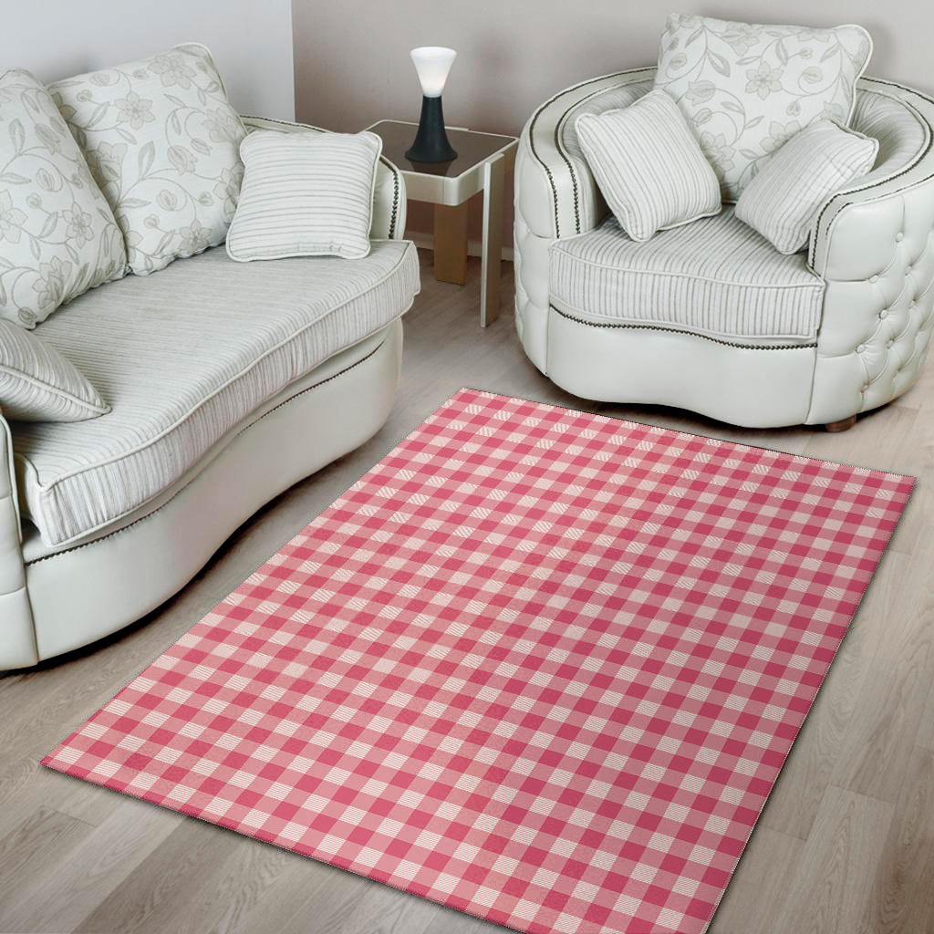 Pink Check Pattern Print Area Rug