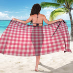 Pink Check Pattern Print Beach Sarong Wrap