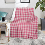 Pink Check Pattern Print Blanket